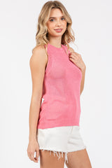 Pink Sleeveless Knit Top