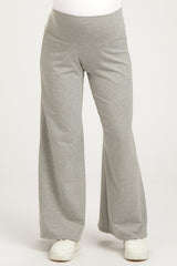 Heather Grey French Terry Wide Leg Maternity Lounge Pants