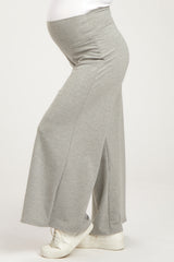 Heather Grey French Terry Wide Leg Maternity Lounge Pants