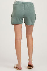 Green Faded Wash Maternity Drawstring Shorts