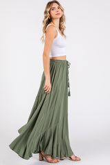 Olive Tassel String Maxi Skirt
