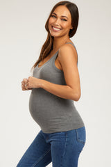 Heather Grey Scoop Neckline Maternity Tank Top