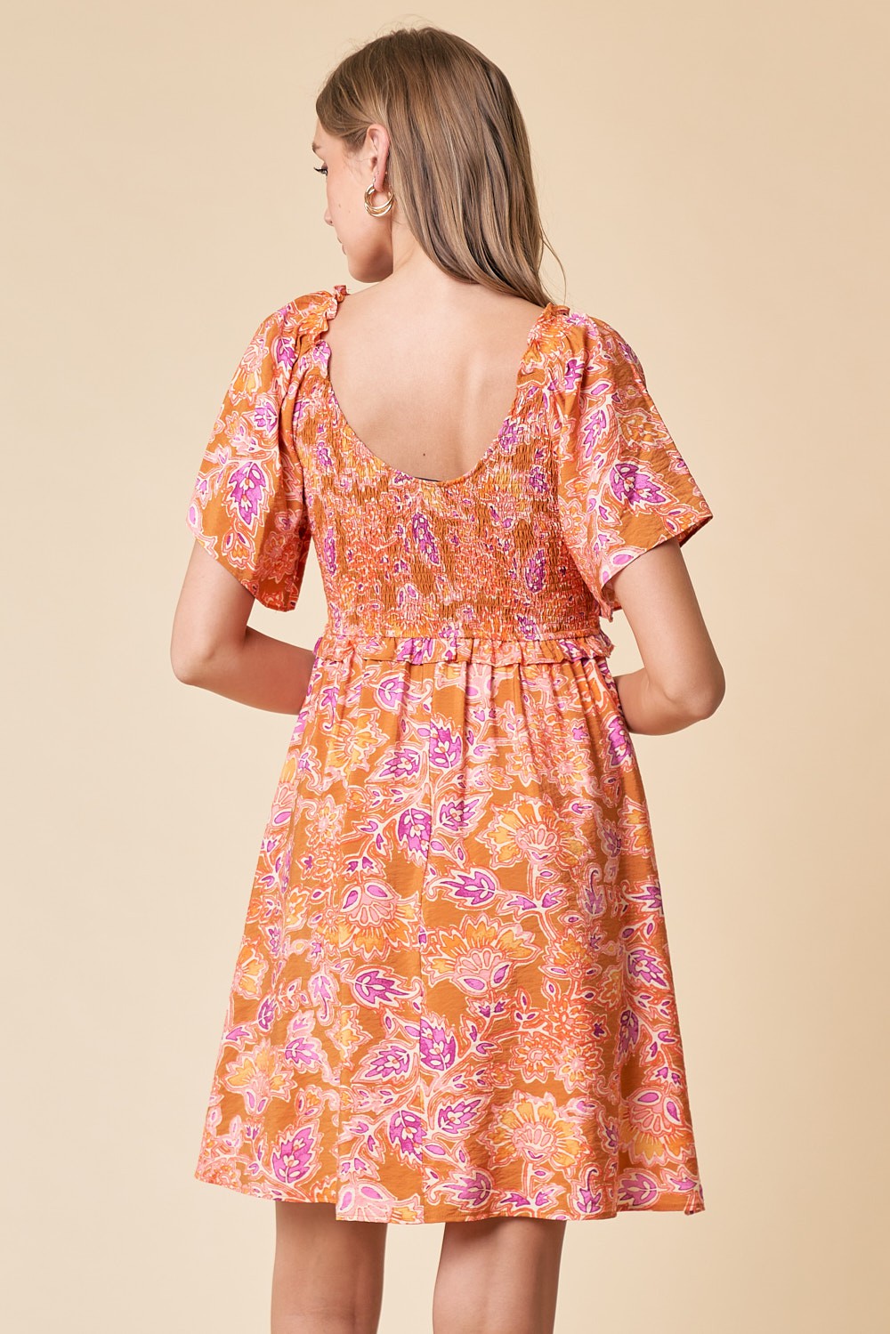 Orange Smocked Bodice Babydoll Dress – PinkBlush Orange Smocked Bodice Babydoll Dress – PinkBlush