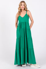 Emerald Green Tiered Sleeveless Maternity Maxi Dress