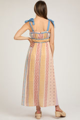 Light Blue Floral Handkerchief Print Maternity Midi Dress