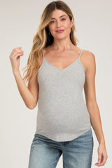 Heather Ribbed Snap Button Maternity Cami