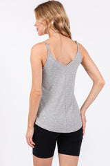 Heather Ribbed Snap Button Cami