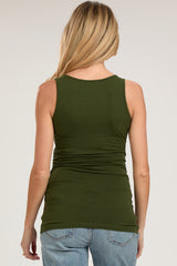 Olive Ruched Maternity Tank Top