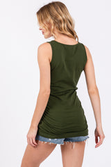 Olive Ruched Tank Top