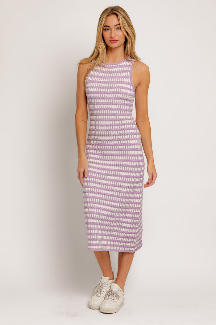 Lavender Sleeveless Sweater Maternity Midi Dress