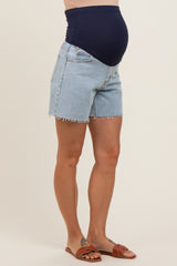 Light Blue Relaxed Maternity Jean Shorts