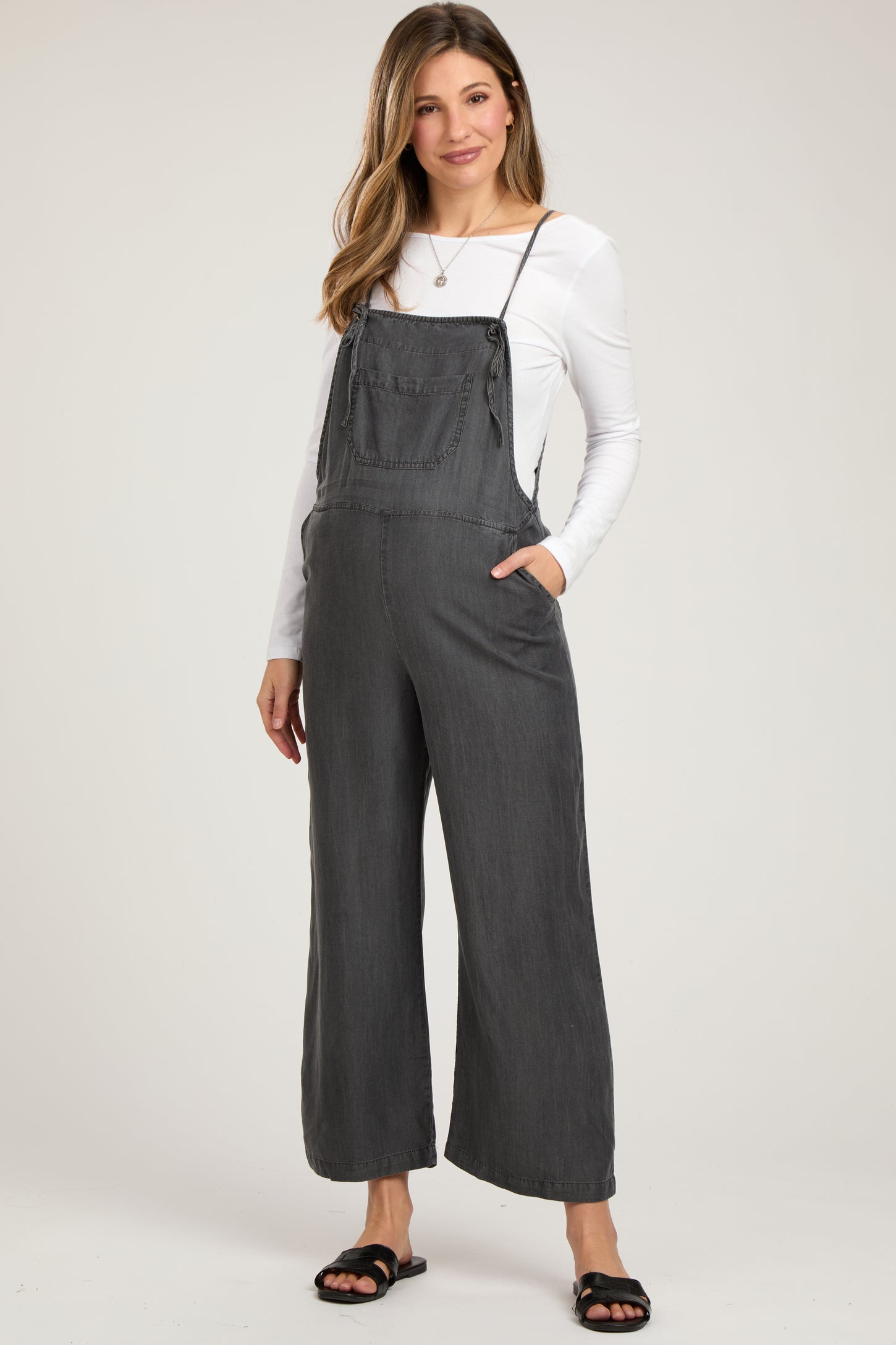 Charcoal Front Pocket Maternity Overall