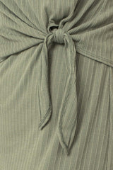 Sage Sleeveless Ribbed Waist Tie Wrapped Hem Dress