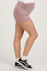 Pink Ruched Side Maternity Lounge Shorts