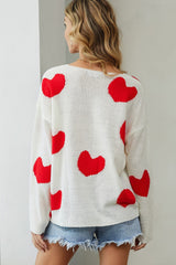 Ivory Red Multi Heart Sweater