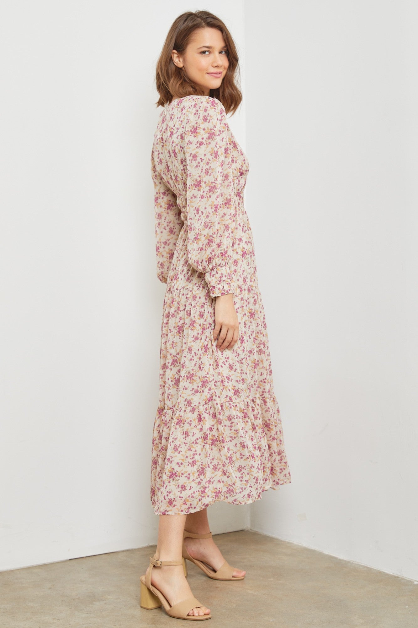 Off White Multi Tiered-Waist Maxi Dress