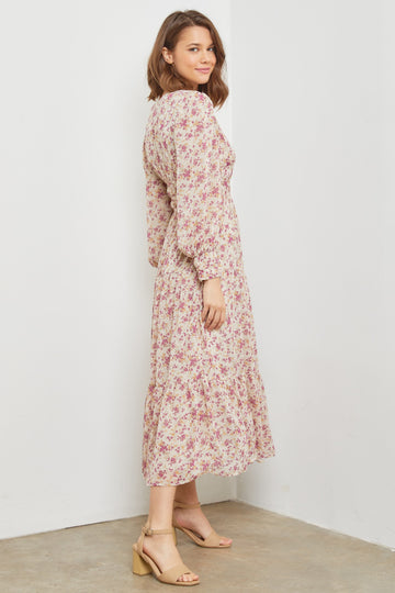 Off White Multi Tiered-Waist Maxi Dress
