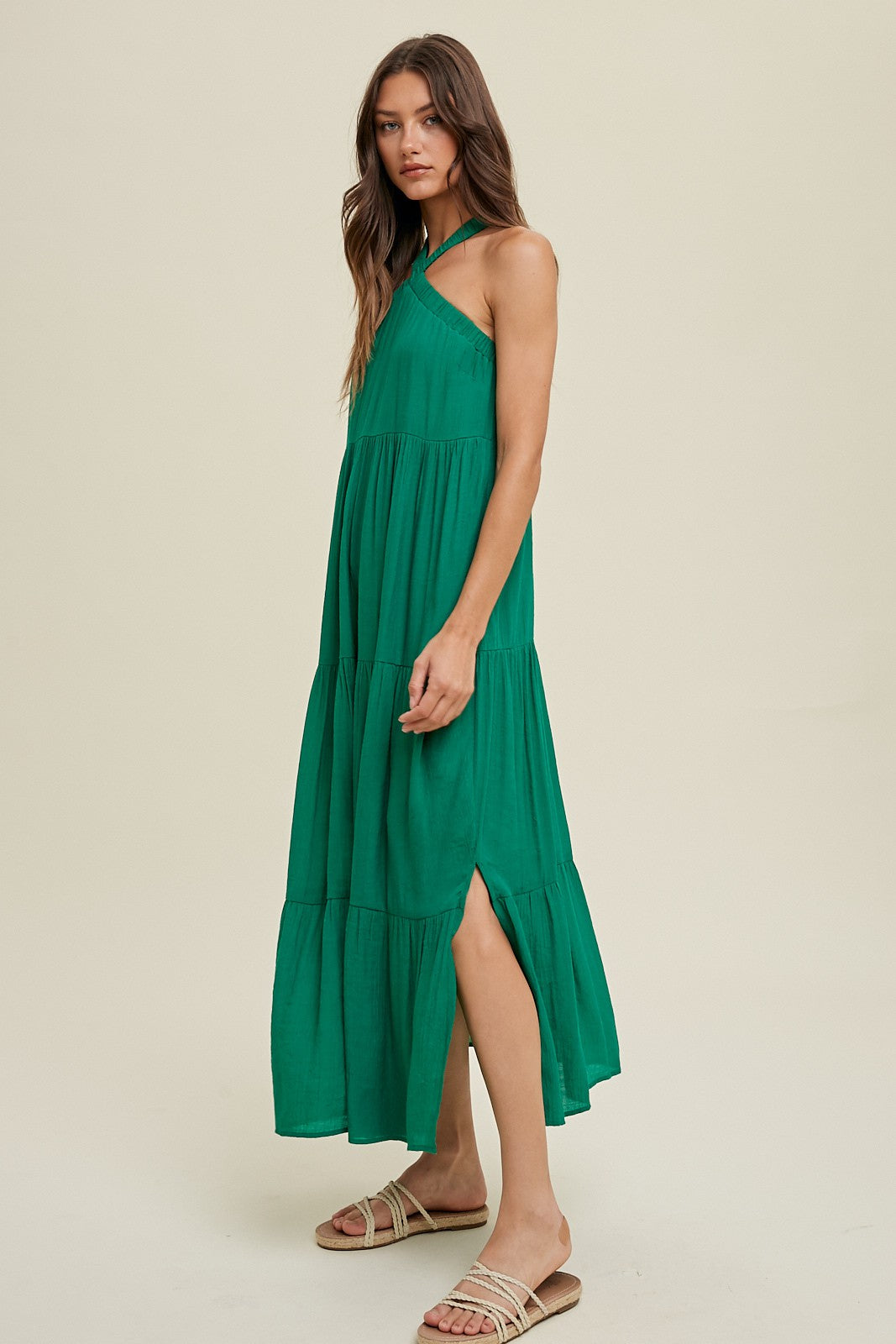 Emerald Halter Tiered Maxi Dress PinkBlush Emerald Halter Tiered Maxi Dress PinkBlush