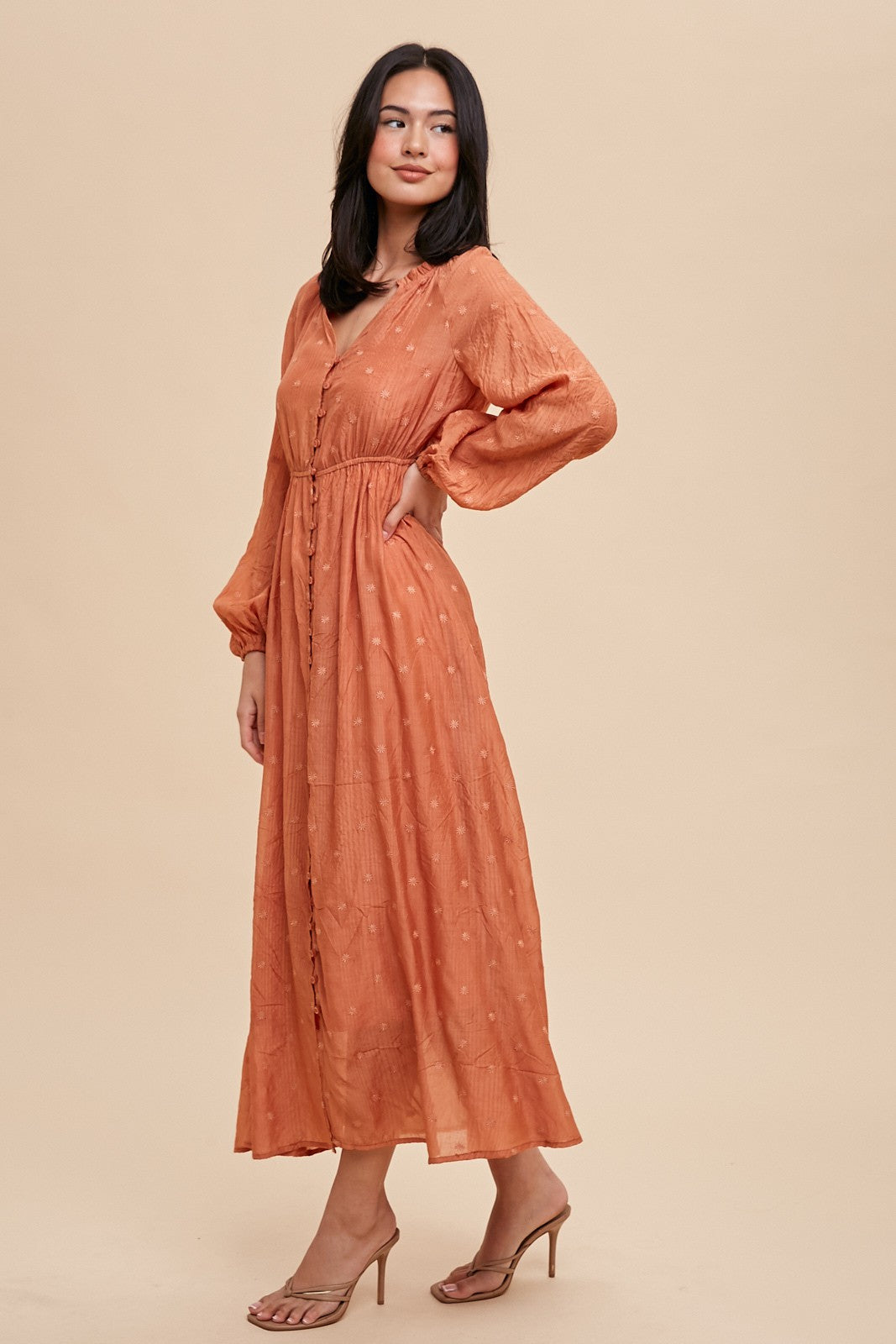 rust embroidered dress Rust Embroidered Mini Dress Large