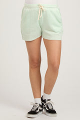 Mint Green Vintage Wash Maternity Drawstring Shorts
