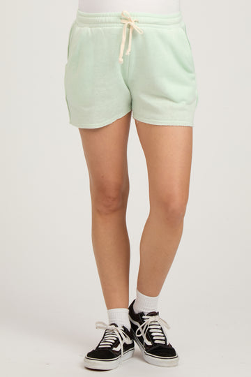 Mint Green Vintage Wash Maternity Drawstring Shorts