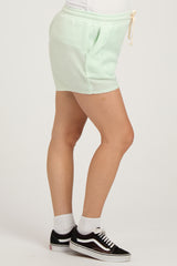 Mint Green Vintage Wash Maternity Drawstring Shorts