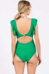 Green Cutout Flutter One Piece Swimsuit