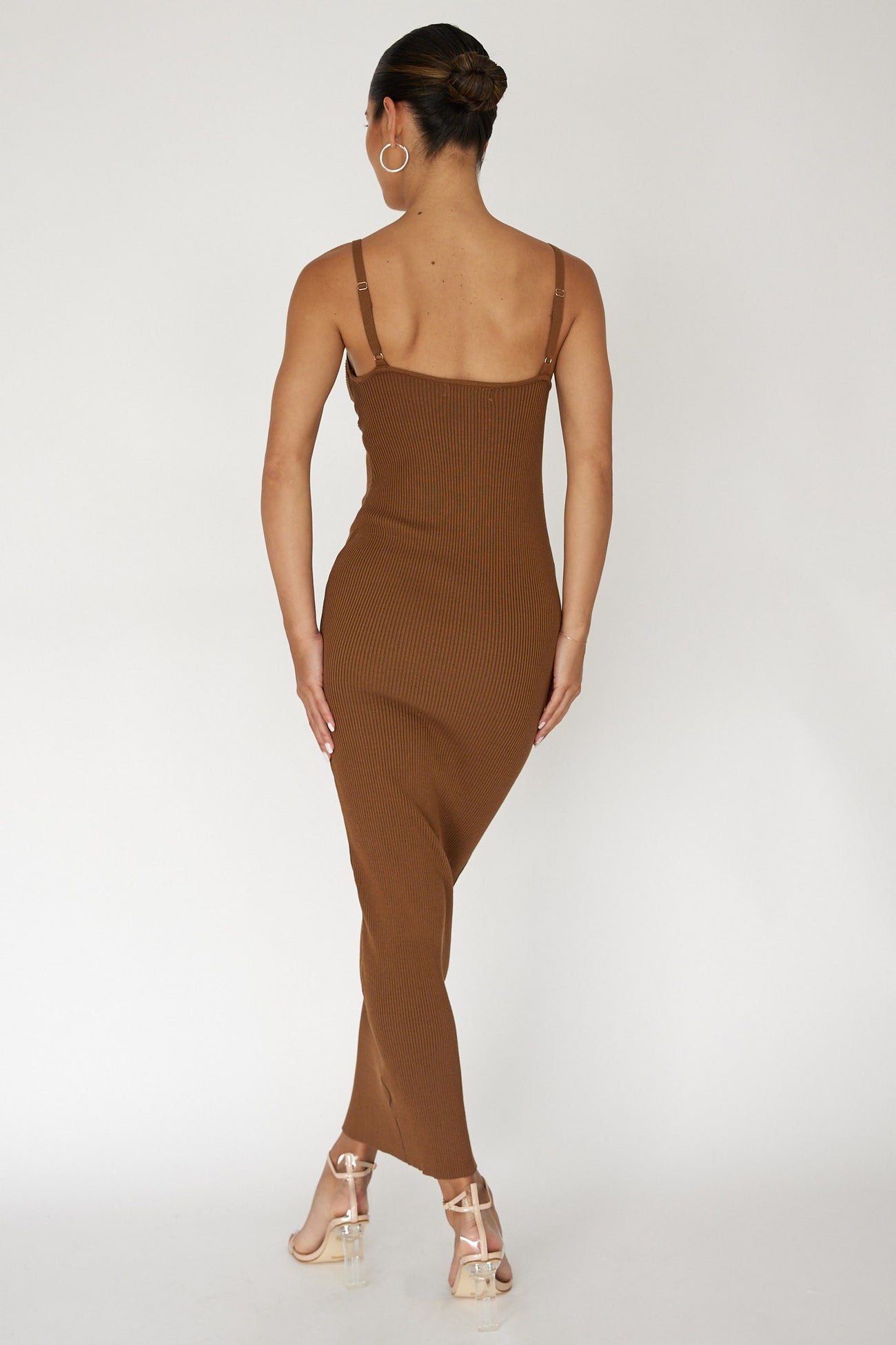 Chocolate Sleeveless Ribbed Front Twist Maxi Dress PinkBlush Chocolate Sleeveless Ribbed Front Twist Maxi Dress PinkBlush