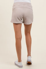 Taupe Terry Maternity Shorts