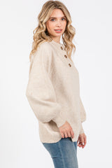 Cream Soft Knit Button Front Sweater