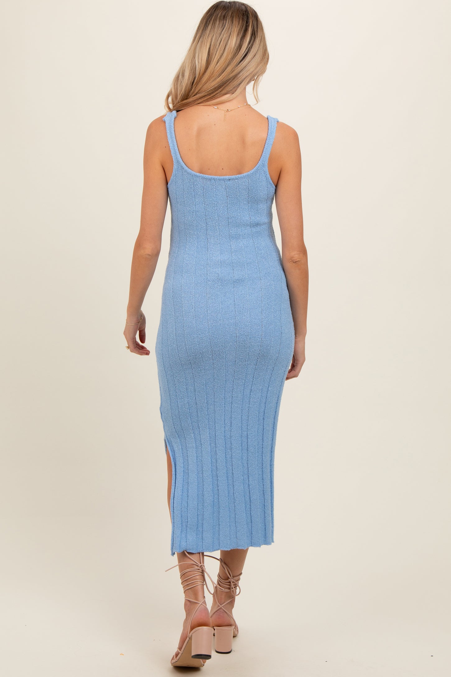 Light Blue Rib Knit Side Slit Maternity Maxi Dress PinkBlush Light Blue Rib Knit Side Slit Maternity Maxi Dress PinkBlush