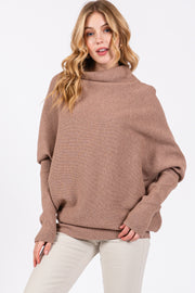 Taupe Funnel Neck Dolman Sleeve Sweater