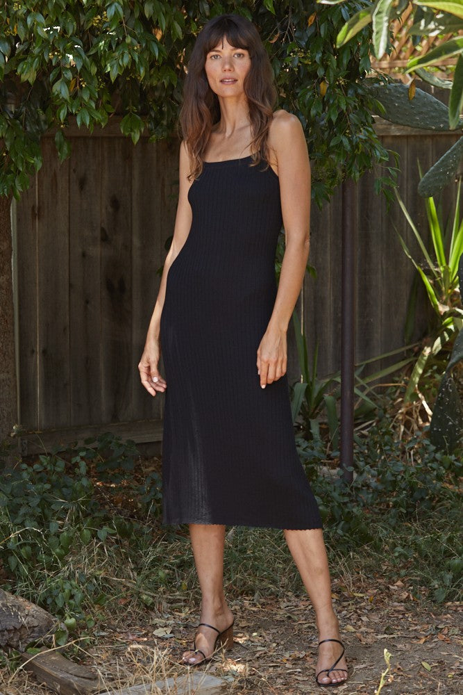 Black Square Neck Ribbed Sleeveless Midi Dress PinkBlush Black Square Neck Ribbed Sleeveless Midi Dress PinkBlush