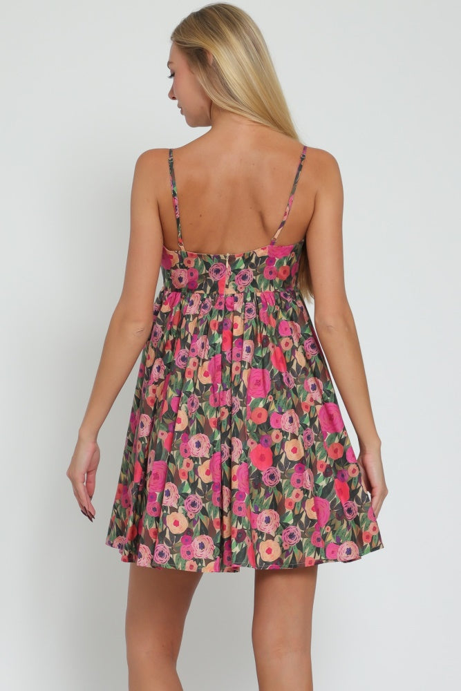 Fuchsia Green Thin Adjustable Strap Babydoll Mini Dress PinkBlush Fuchsia Green Thin Adjustable Strap Babydoll Mini Dress PinkBlush