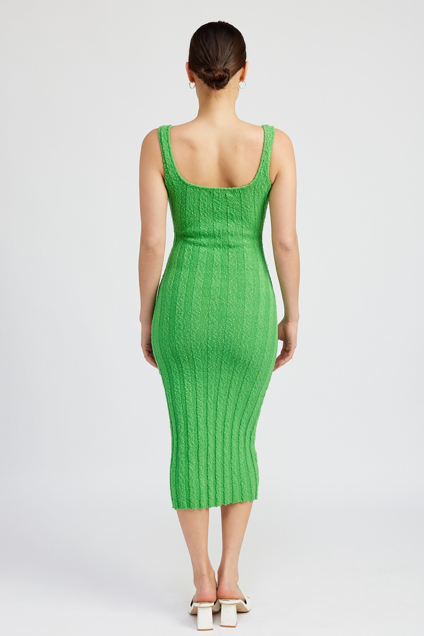 Green Wide Rib Knit Midi Dress Green Wide Rib Knit Midi Dress