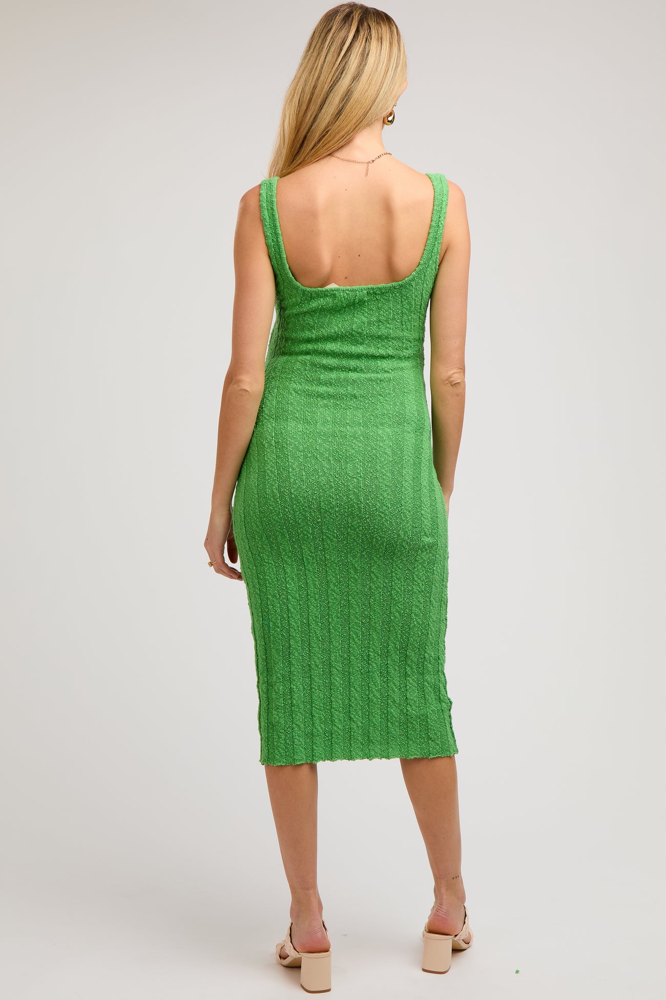 Green Wide Rib Knit Maternity Midi Dress Green Wide Rib Knit Maternity Midi Dress