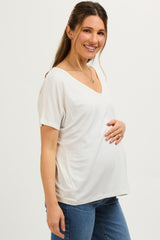 Ivory Short Dolman Sleeve V-Neck Maternity Top