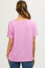 Pink Short Dolman Sleeve V-Neck Maternity Top