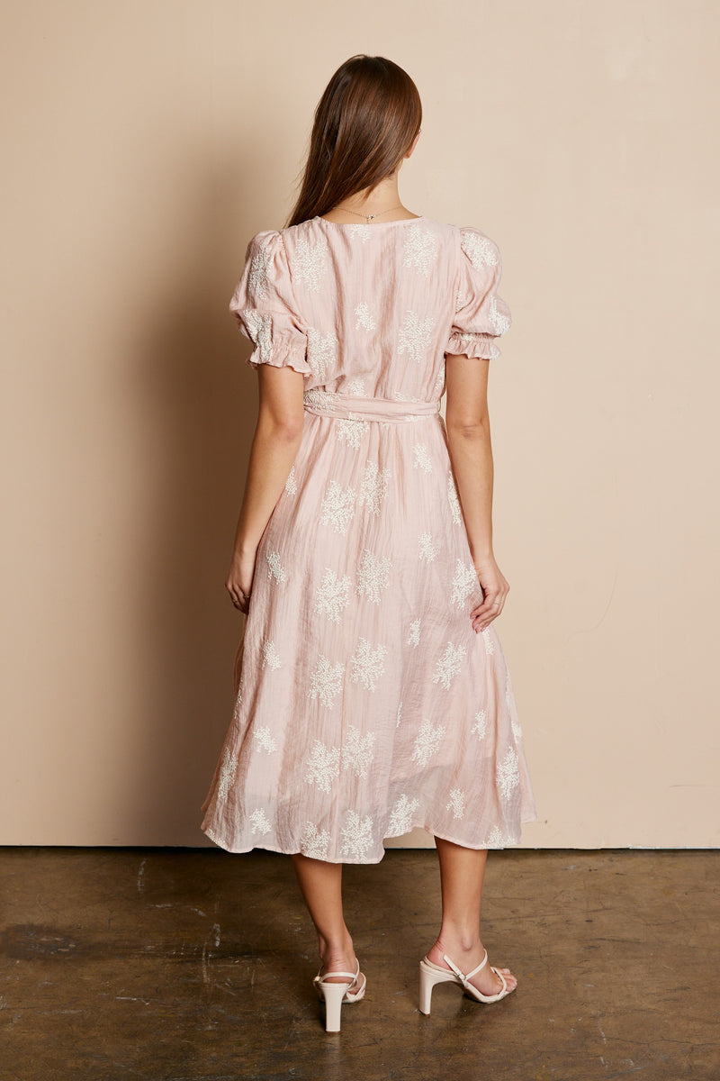 Blush V Neck Embroidered Dress – PinkBlush