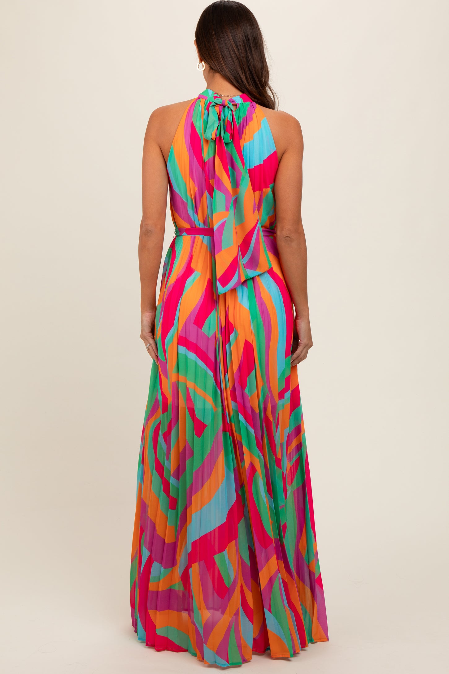 multicolor halter maxi dress Luli Fama: Halter Neck Cut Out Long Dress (L828G72-111) L