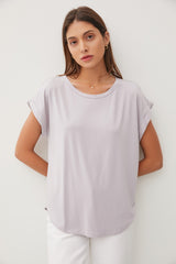 Grey Rolled Cuff Sleeve Maternity Top