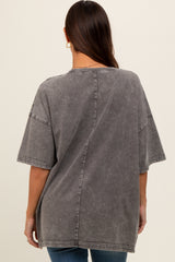 Charcoal Faded Wash Maternity Short Sleeve Top