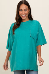 Turquoise Faded Wash Maternity Short Sleeve Top