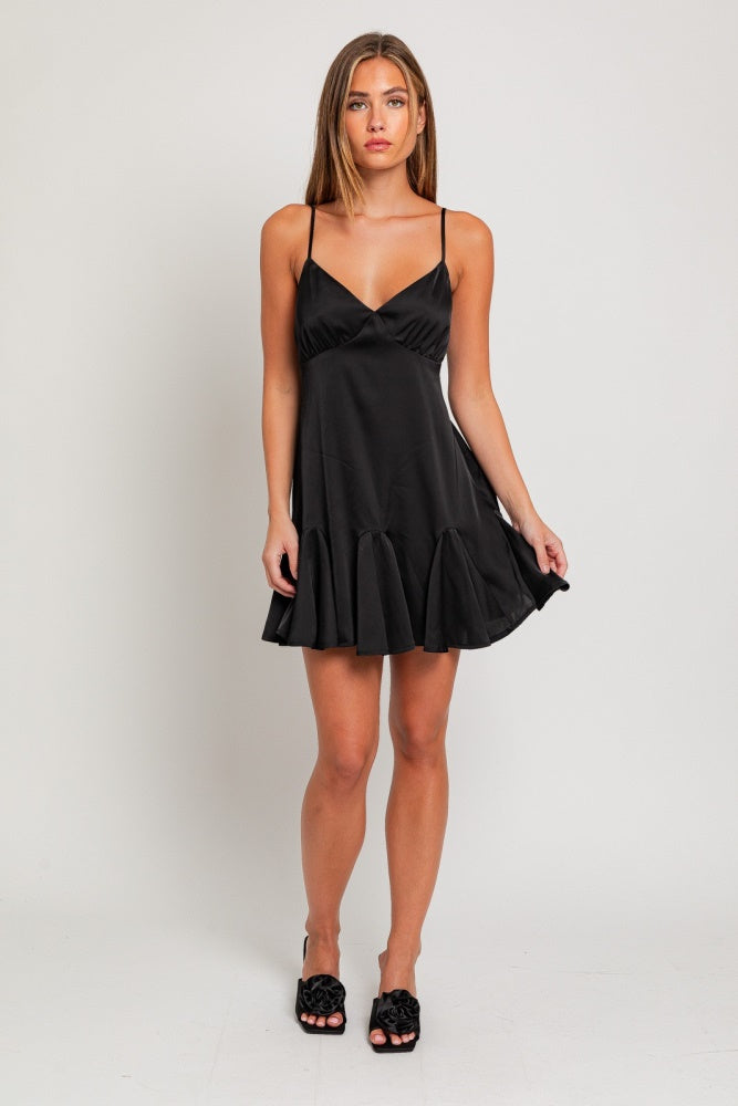 Black Flare Slip Dress– PinkBlush